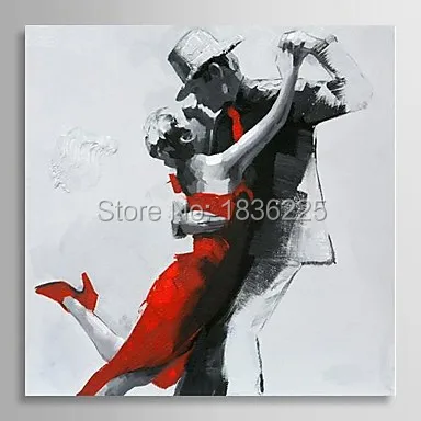 Hand painted Charm lovers space dance black oil panting Wall oil paintings dancers on canvas  ready to hang  no Framed