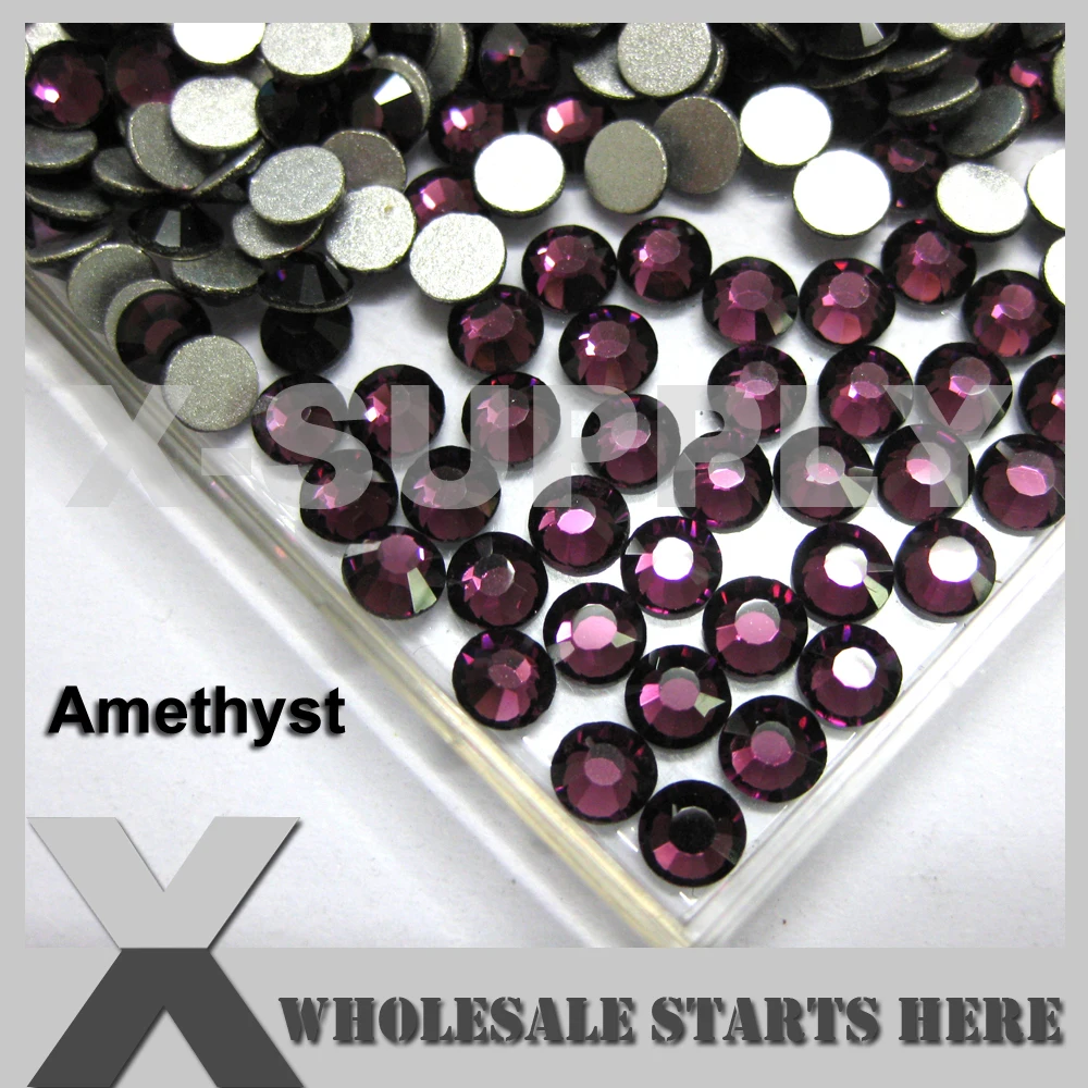 AMETHYST Flat Back Rhinestone,Silver Foiled Back,No Glue,Used For Nail Art,Phone Case,Shoes,SS3-SS20,100 Gross/Lot