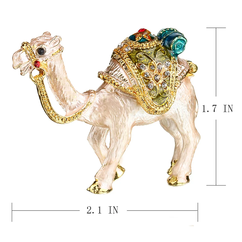 H&D Camel Trinket Boxes Ornament Crystals ,Hand-painted Patterns Jewelry Box Hinged Collectible Ring Display Holders for Women