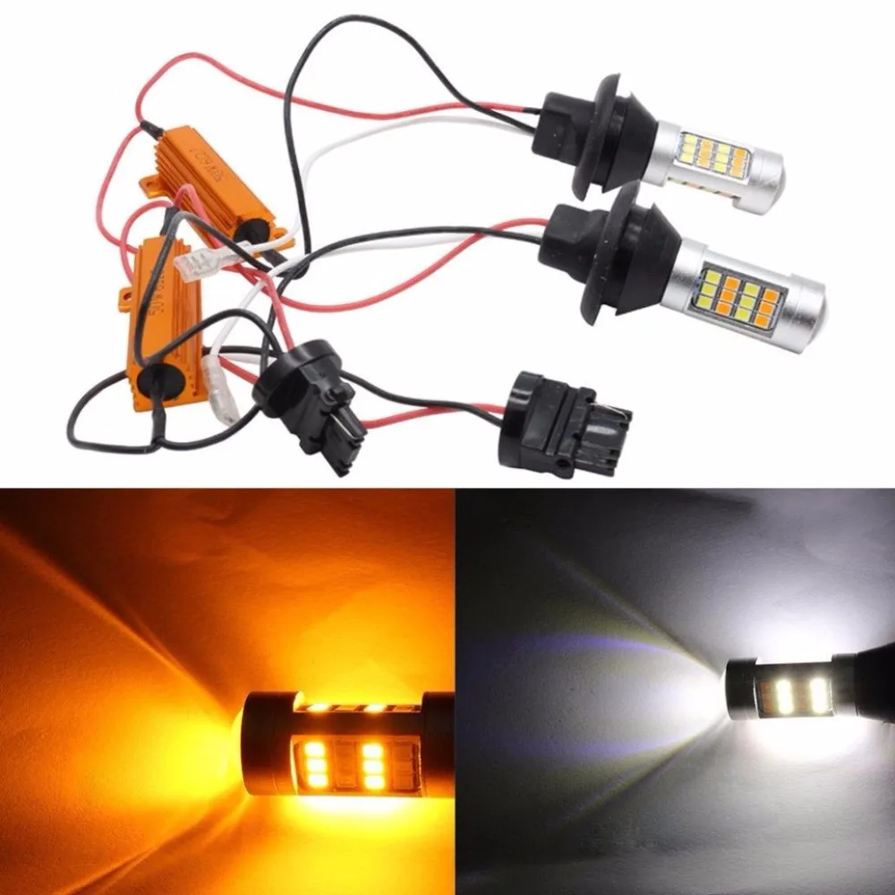 3156 3156A 3456 White/Amber Switchback LED Turn Signal Light Canbus Error Free 2835 42SMD 800Lumens 12V LED With resistors