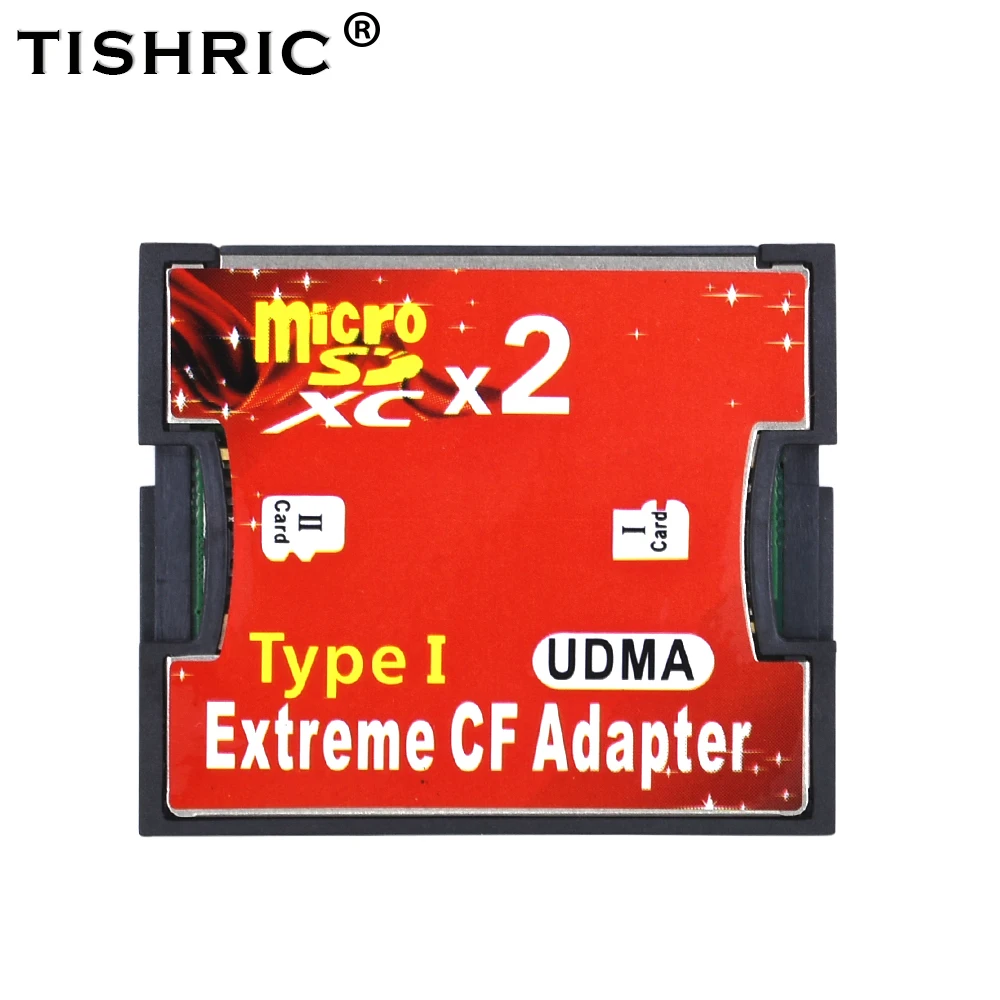 

Адаптер TISHRIC 2018 с двумя портами Micro SD, TF на CF, адаптер для MicroSD HC на компактный флеш-накопитель типа I, кардридер, конвертер