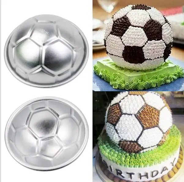 2 Pcs/Set 3D Football Shape Cake Mold AluminumBall Sphere Non-toxic Cake Mould Chocolate Pan Mold Kitchen Baking Tools