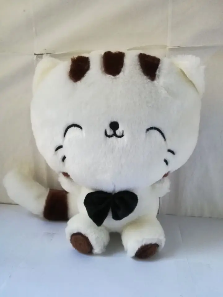 

about 28cm lovely white kitty plush toy bowtie cartoon cat soft doll baby toy birthday gift s2049