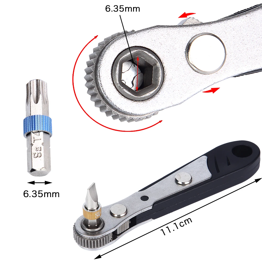 19Pcs/Set Magnetic Screwdriver Bit Set - 1/4" Hex Shank S2 Steel Bits (Philips/Slot/Hex/Torx) with Adjustable Wrench,Tool Kit