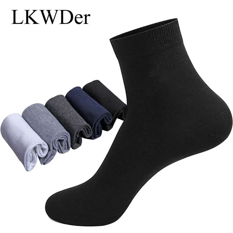 

LKWDer 5 Pairs Men's Socks Solid Color Men Business Socks Cotton Socks High Men Sock Pure Color Spring Summer Four Season Meias