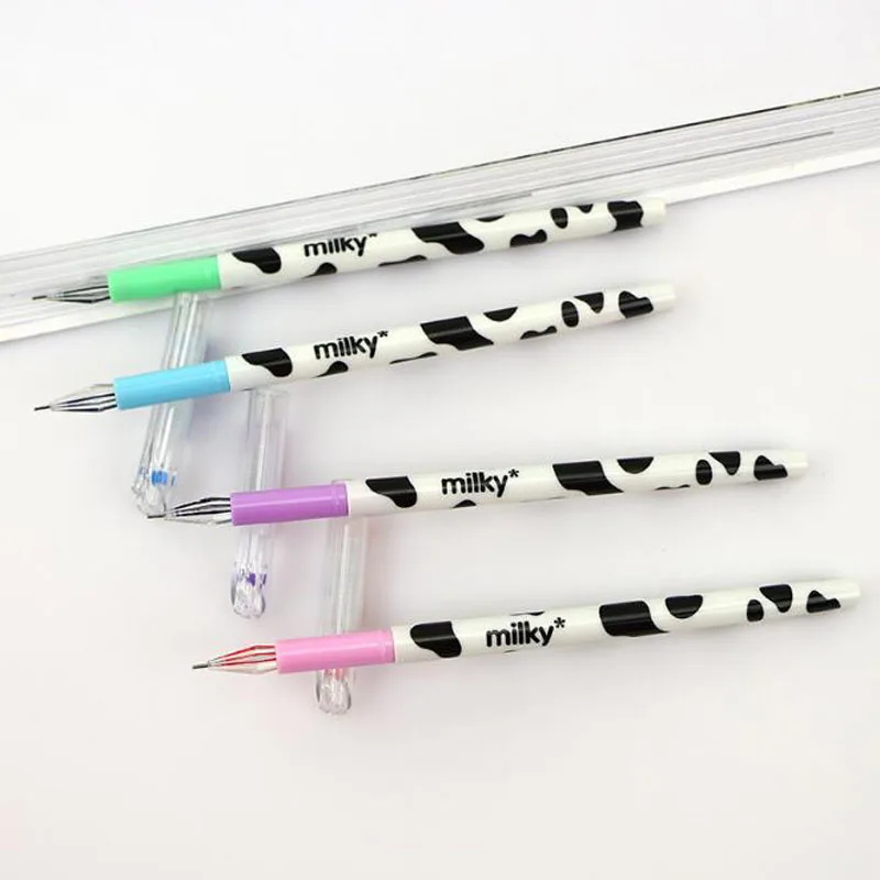 2pc Kawaii Milky Cow 12 Color Diamond Gel Pen Black Signature Pen Graffiti Painting School Supplies Stationery