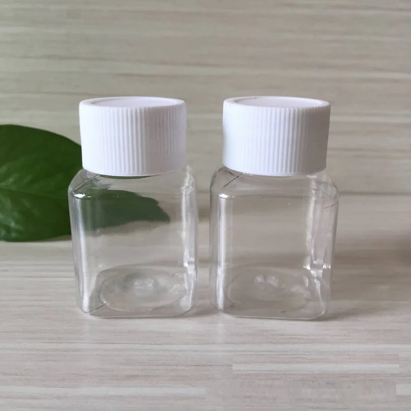 

30ml Transparent Plastic Pill Bottles PET Square Sample Bottle with Screw Cap 30g Storage Bottle wen6076