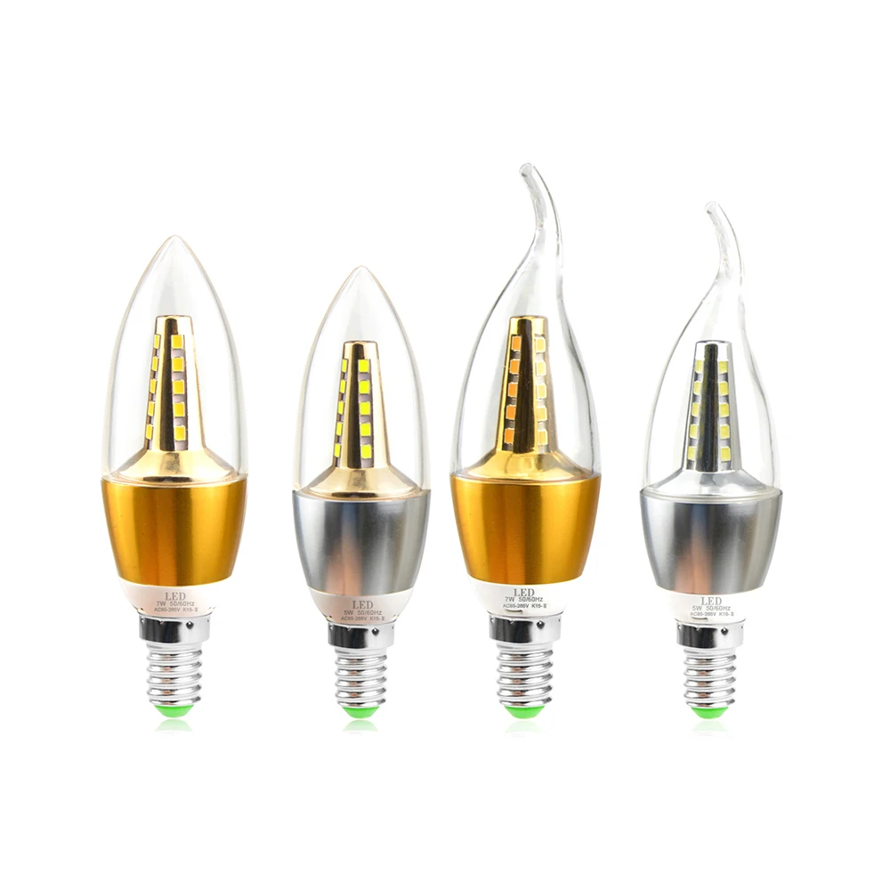 

10Pcs E14 LED Candle Bulb Light 7w 9w Aluminum LED Lamp 220V Golden Silver Cool White/Warm White Ampoule Lampara Vintage Retro