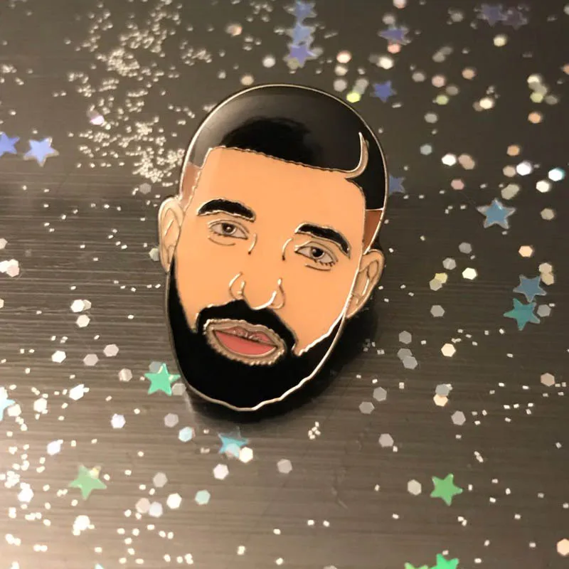 10pcs Wholesale Musician Meme Lapel Pins and Brooch Drake Head Enamel Pin Champagne Music Metal Badge Art Gift 1'' Popular Craft