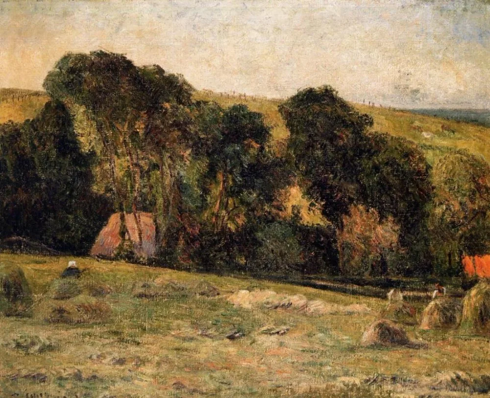 

High quality Oil painting Canvas Reproductions Haymaking near Dieppe (1885) by Paul Gauguin hand painted