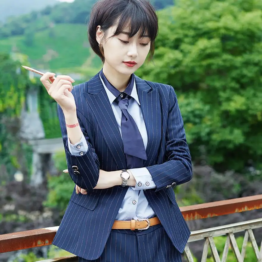 women jacket blazer Elegant ladies office suit striped Blazer feminino