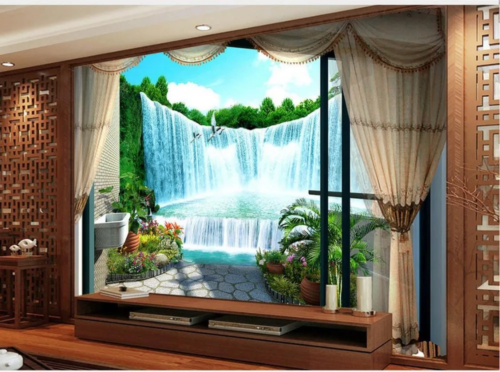 Photo wallpaper custom wallpaper 3d mural wallpaper 3D stereoscopic TV backdrop falls out of the window