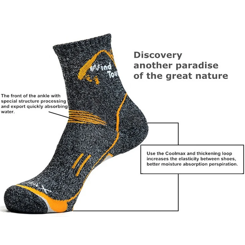 3Pairs Men\'s Coolmax Socks Men Outdoor Sock Hiking Quick-Drying sport socks Winter Thick Thermal for men women running trekking