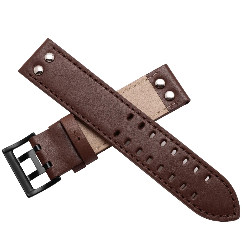 Genuine Leather watchband replacement leather strap Khaki Classic Jazz Seiko watch chain for Hamilton 20mm 22mm