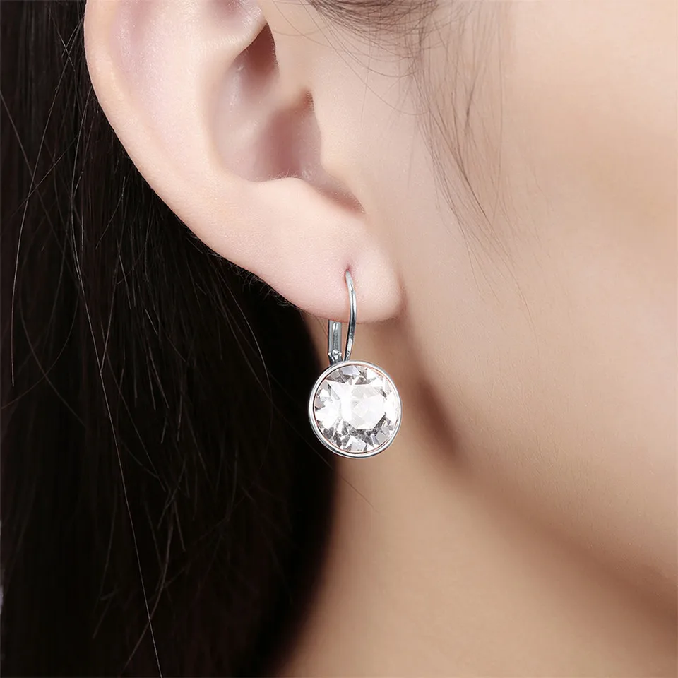 Fashion Crystals  Colorful Earrings With Rhodium Color Plated Charm for Women Jewelry Gift XE2189