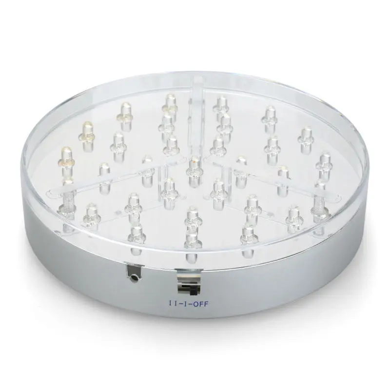 10pcs/lot 3AA Battery Operated 31WHITE LED 6inch Round Light Base Plaste For Under Vase Lighting