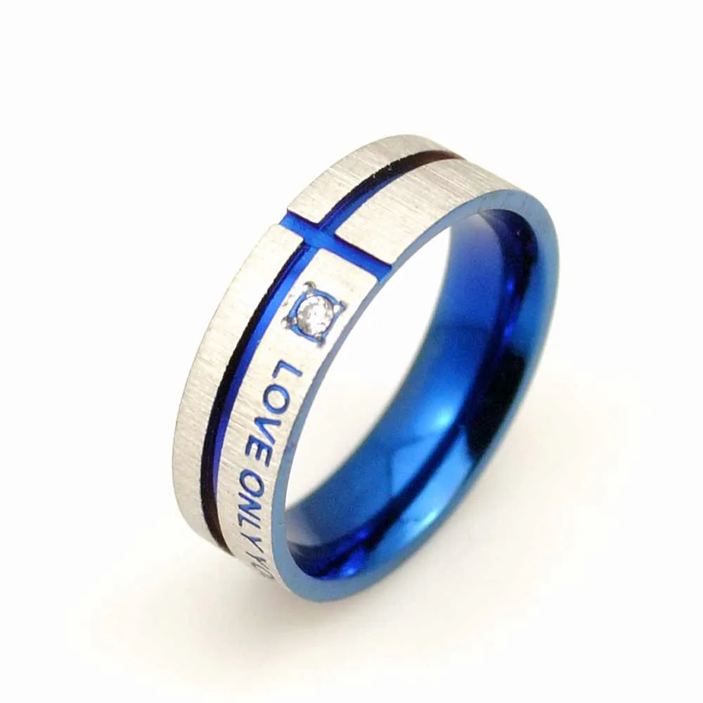 Dolaime USA size 5-13 blue stainless steel charm jewellery women ring ' Love Only You ' her wedding gift 1pc free shipping GR003