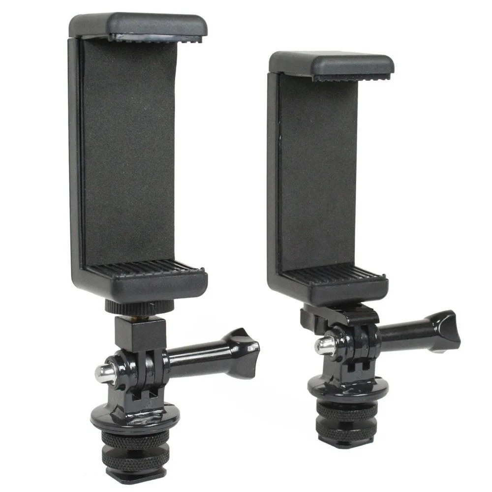 2X Jumbo Phone Holder & Adapter Set for Phones with Hot Shoe. Full Setup with 2 Styles of Screw Adapters (1/4