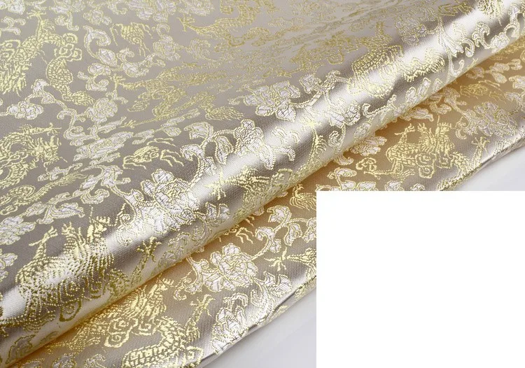 90cm*100cm Brocade Cloth Fabrics Costume Cosplay Clothing Diy Handmade Dress  Fabric Cloth Brocade White Backgound Gold Dragons - AliExpress 15