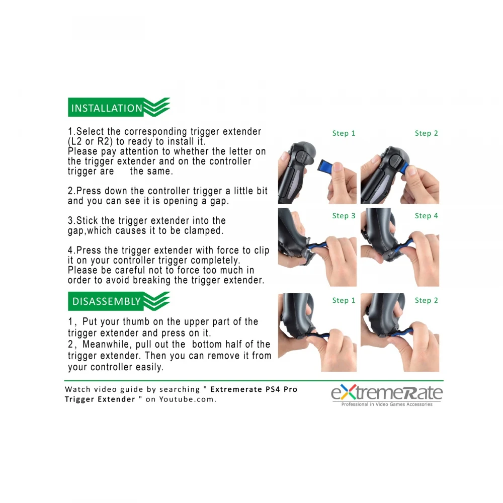 EXtremeRate PS4 프로 슬림 컨트롤러용 확장 트리거 버튼 익스텐더, 블루 화이트, 미끄럼 방지 L2 R2, 1 쌍
