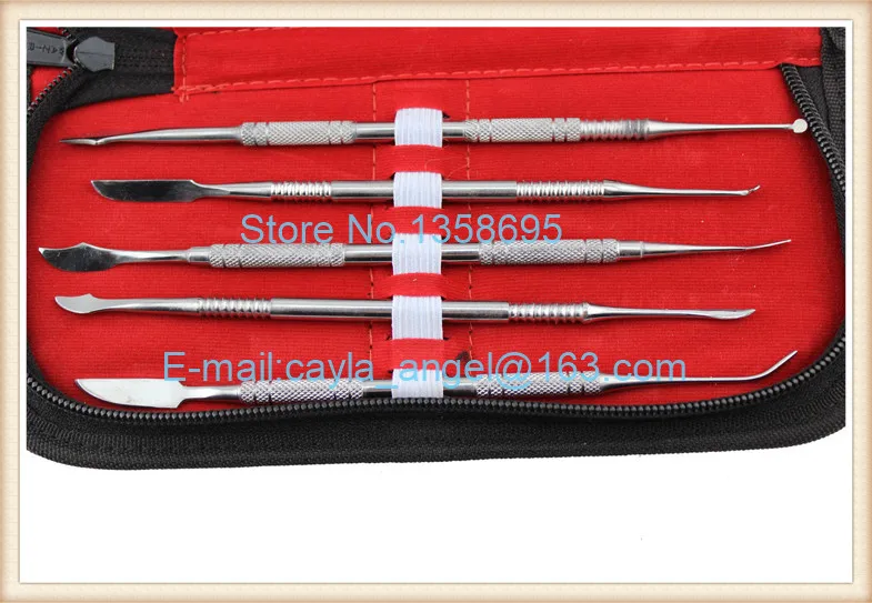 Free Shipping Wax Knife Kit include 10 Pieces Blade,Dental Instruments Equipment Carve Kit Sculpture Knife Bag