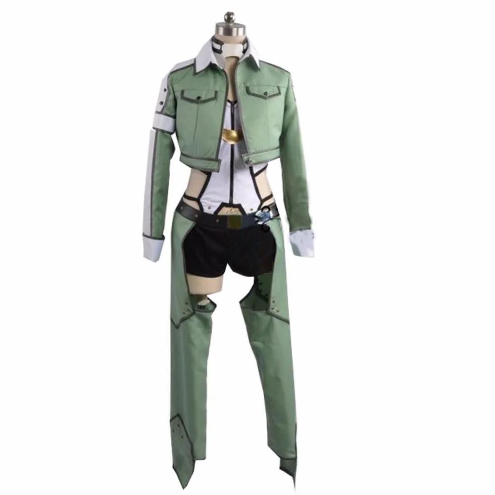 2018 Asada Shino Cosplay Sword Art Online 2 Sinon Military Costume Sinonon Green White And Black Costume