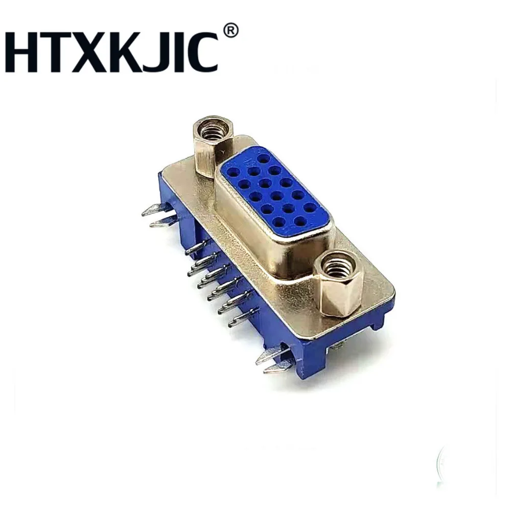 500 ピース DB15 DR15 3 行ブルーパラレルポート 15 ピン D Sub メス 15 方法 PCB 90 度コネクタ DB15 ソケットプラグ VGA アダプタ