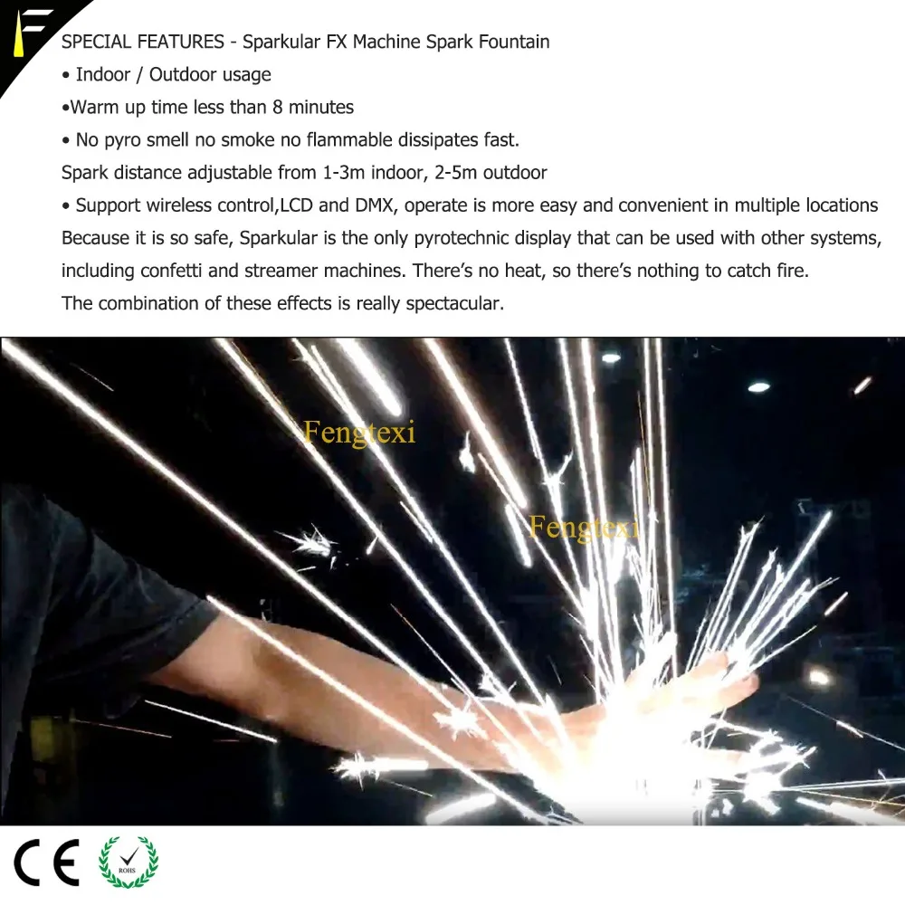 (20bags Ti Powder Assembly Gift ) 4units Wireless Control Sparklers Sliver Spark Fountain Sparklers with Flight Case