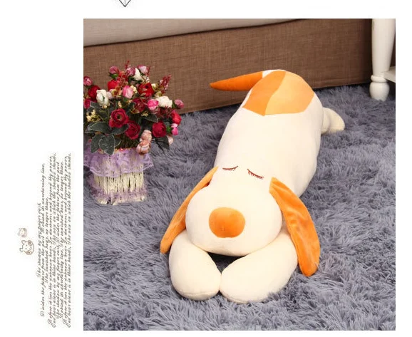 big lovely plush beige lying dog toy stuffed lying dog pillow doll about 120cm 0008