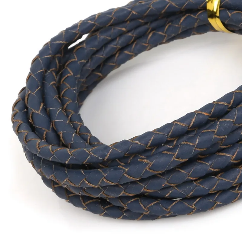 2meters/pack 4mm Round Genuine Braided Leather Cord/Thread/String/Rope for Necklace Bracelet Jewelry Material Supplies 5 Colors
