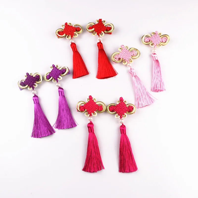 20pcs/lot Chinese knot ethnic wind classic gold retro tassel hairpin hair accessories wholesale duckling folder children