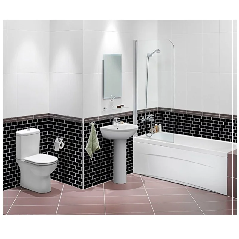Black Subway Tile Self Adhesive Peel and Stick Backsplash Brick Wall Sticker Vinyl Bathroom Kitchen Home Decor DIY image 6
