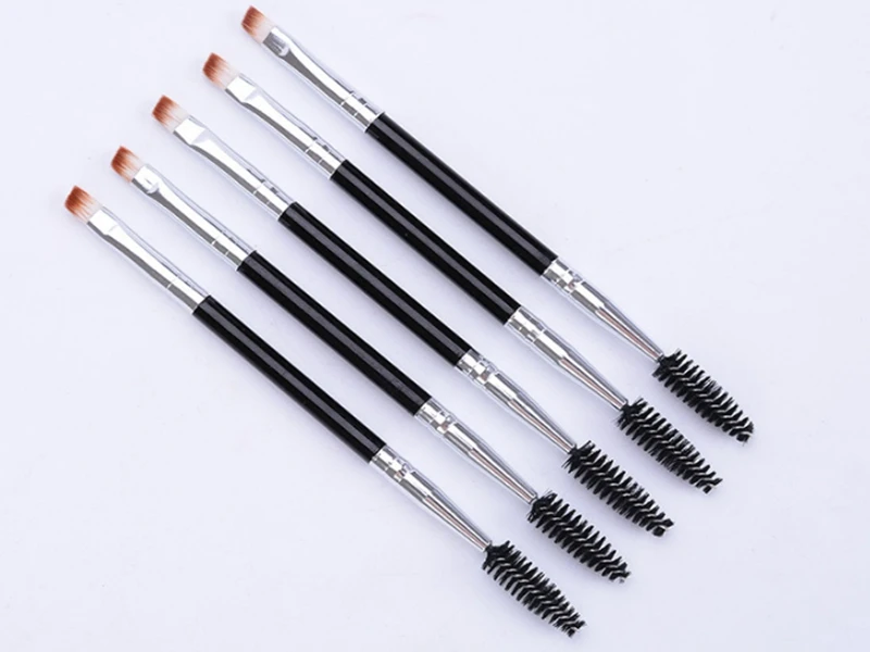 2000pcs/lot  Excellent Double Ways HappyMakeup Eyebrow Mascara Wand Cosmetic Brush Applicator Double Ended Single Brush Tool