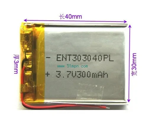 MP3 MP4GPS small toy thin battery 303040 300mAh built in 3.7V polymer lithium battery core