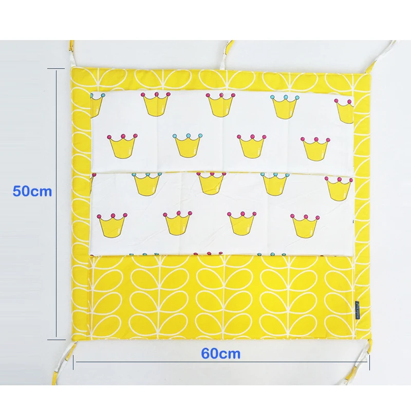 50*60cmBed Hanging Storage Bag Baby Cot Bed Brand Baby Cotton Crib Organizer Toy Diaper Pocket for Crib Bedding Set