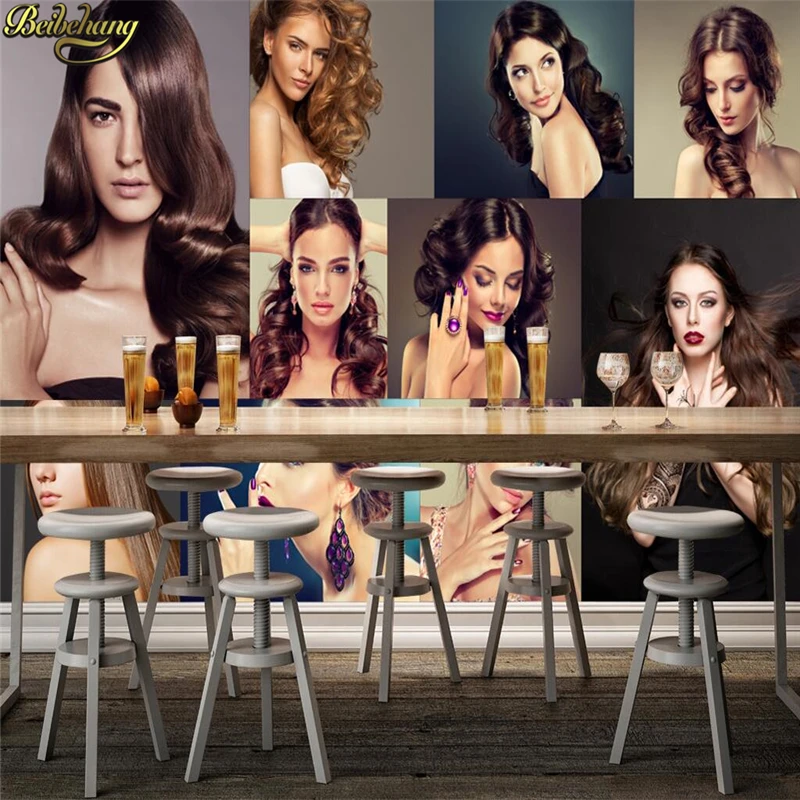 beibehang Custom photo wallpaper personality fashion charm creative hair salon barber shop theme hotel background murals