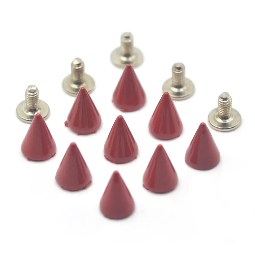 KALASO 20Pcs Red Cone Rivet Screw Punk Style Stud Leathercraft Bullet Spikes DIY Craft Supplies Clothes Jewelry Accessories