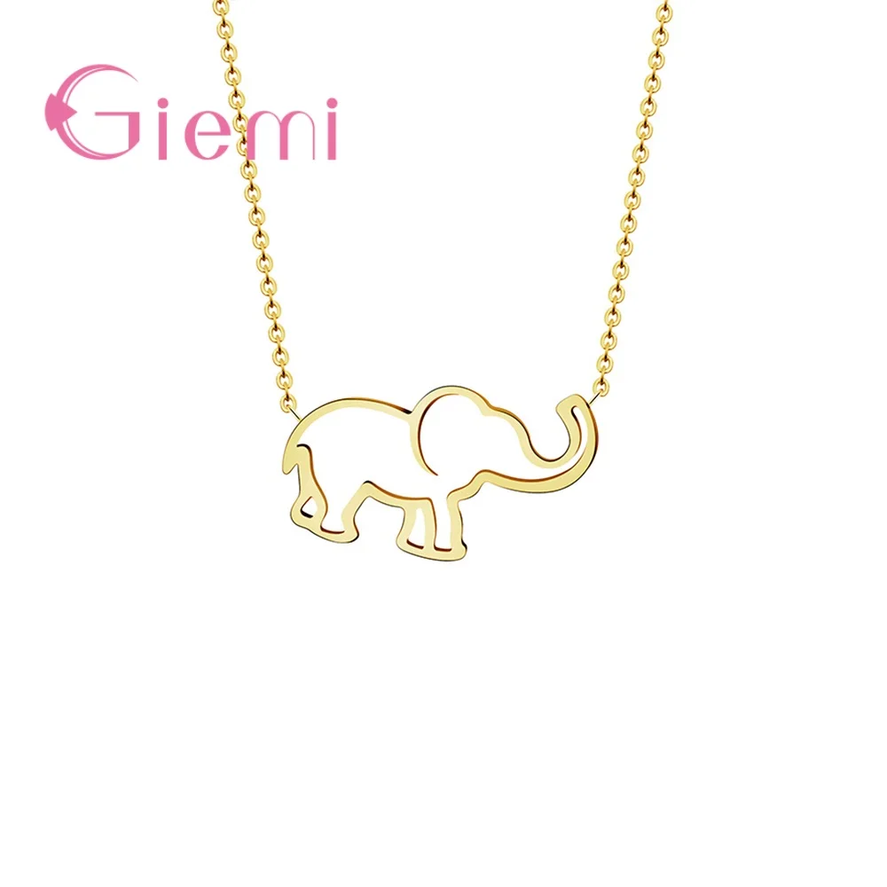 Top Sale New Arrival Pendant Necklace Jewelry for Girl Women Pretty Elephant Animal Hollow Out Simple Choker 2 Colors