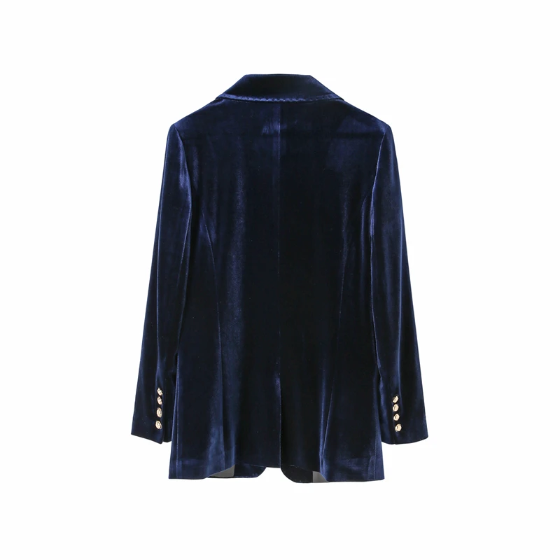 Exquisite ladies suit blue gold velvet small suit short jacket female long sleeve spring and autumn thin section 2020 new