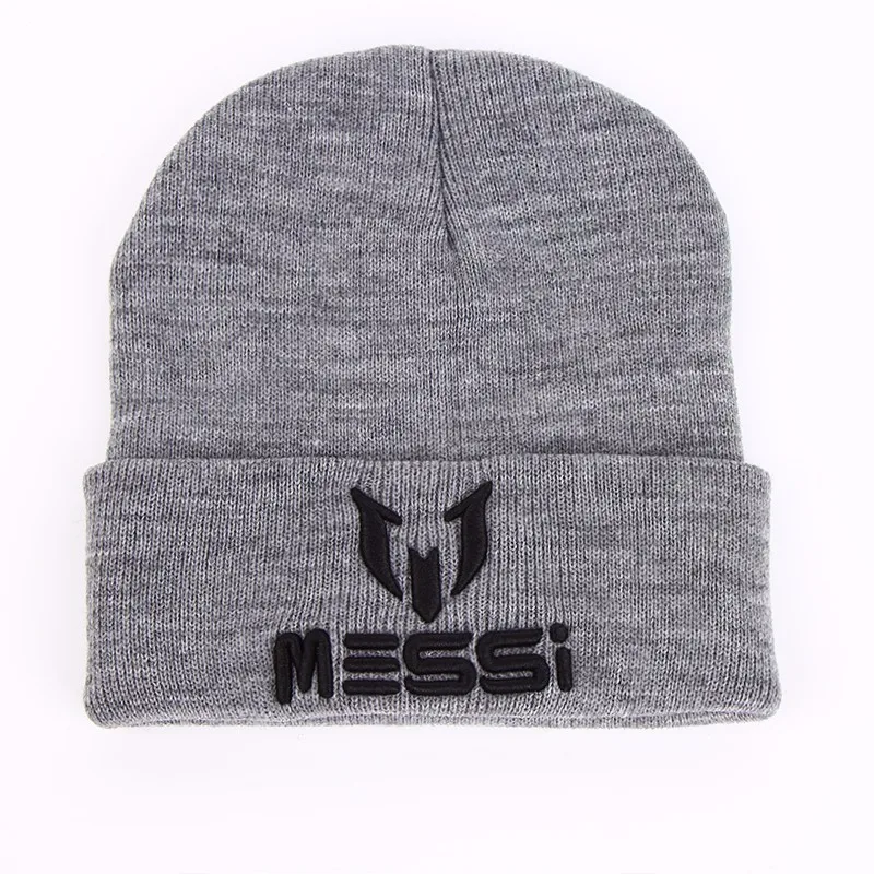 TUNICA-gorro de fútbol de Messi para hombre y mujer, Gorros blancos de lana, de punto cálido, color negro y gris, nuevo