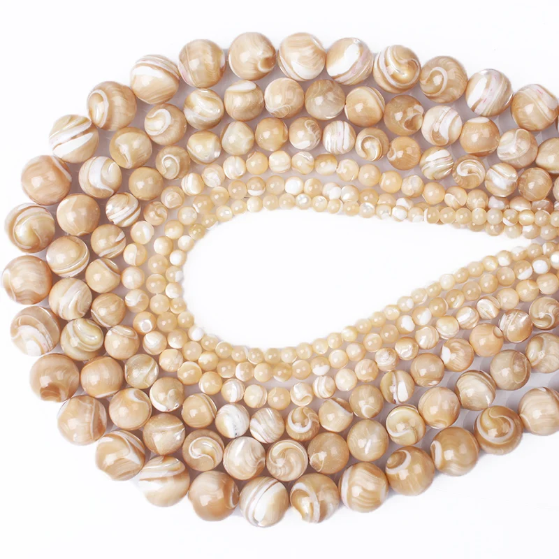 CAMDOE DANLEN Natural Brown Trochus Shell Beads Sea Shell 4 5 6 8 10 12mm Round Bead DIY Charm Beads For Women jewelry Making