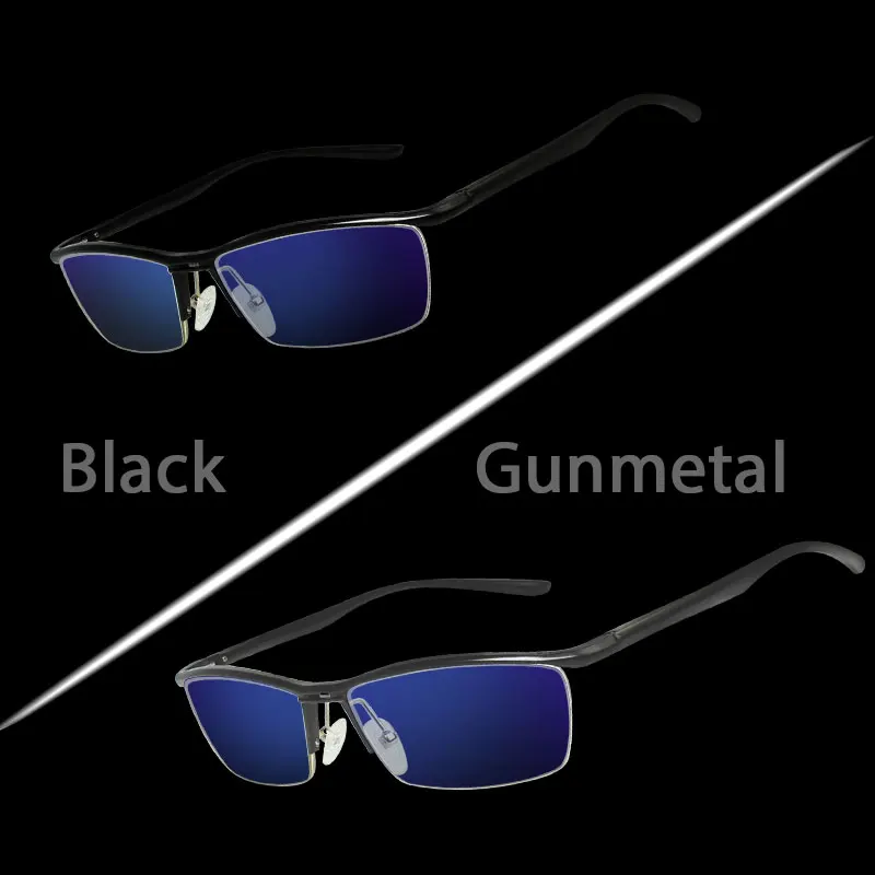 Blue Light Blocking Men\'s Computer Glasses Transparent Spectacles Anti Blueray Protective Eyewear Magnesium Aluminum Yellow Lens