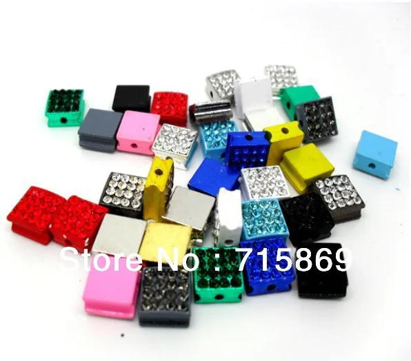 

Wholesale 200Pcs/Lots Pave Rhinestone Crystal Square Beads Make Bracelet Spacer beads10*10mm