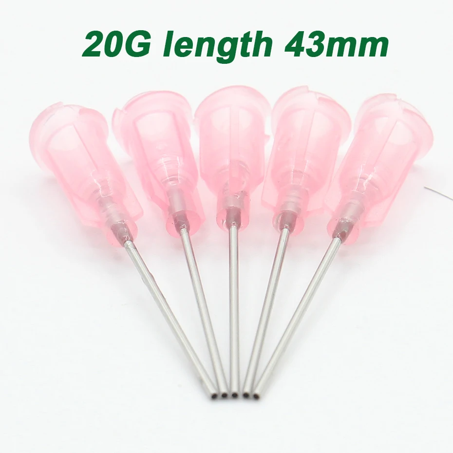 50pcs 20G length 43mm Precision passivated S.S. Dispense Tip with PP Safetylok hub, glue dispenser needles