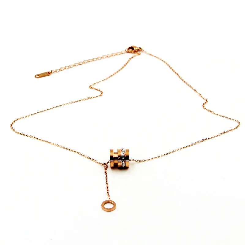 New Arrival Movable Zircon And Roman Numeral Circle Pendant Necklace Hang Small Circle Titanium Steel Necklace Gift For Woman