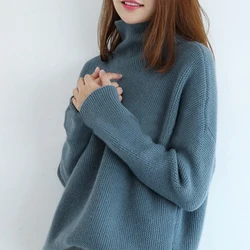 Women's Cashmere Turtleneck Sweater, 100% Cashmere and Wool Jumpers, Loose Style Pullovers, Ladies Clothes, Tops, Hot Sale