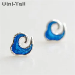 Uini-Tail hot new 925 Tibetan silver blue cloud earrings female Korean fashion trend sweet earrings hypoallergenic ED114