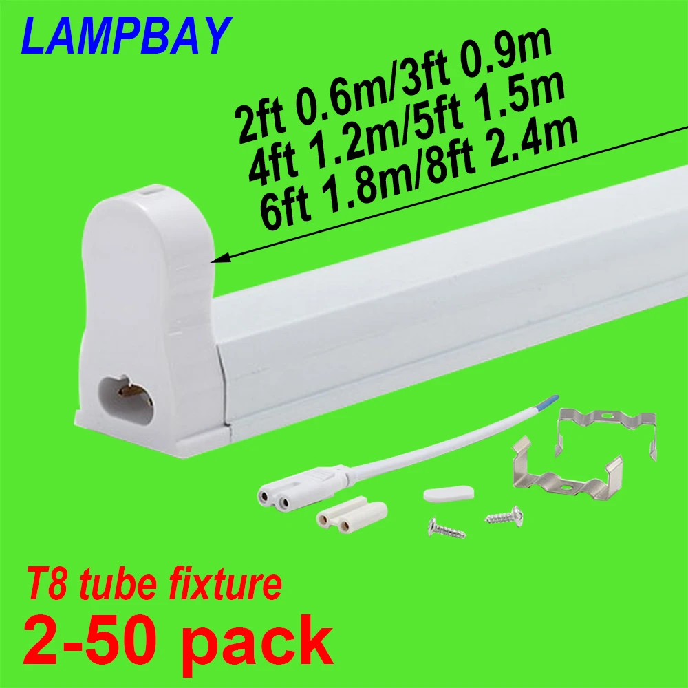 

2-50pcs LED Tube Light Fixture 2ft(0.6m) 3ft(0.9m) 4ft(1.2m) 5ft(1.5m) 6ft(1.8m) Bar Lamp Fitting T8 Bulb Housing G13 Holder