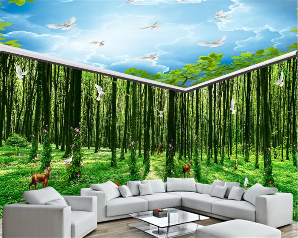 

beibehang Silk cloth wallpaper fantasy forest all kinds of animals flower vine full house background wall papel de parede tapety