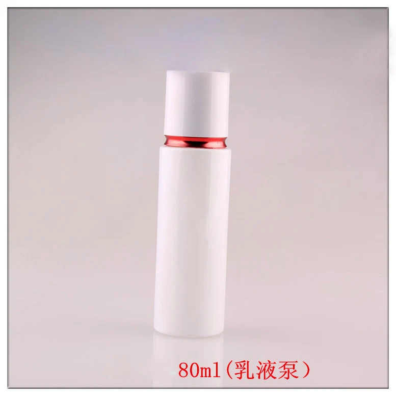 80ml pearl white glass bottle  with press pump bottle  white lid red line lotion emulsion foundation bottle ,glass lotion bottle